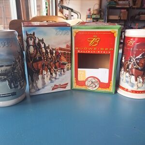 Budweiser Holiday Stein Collection - Red, Blue, and Green